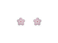 Boucles d'Oreilles Argent Rhodié Fleurs Laquées Rose - 014924 - Réf. 014924