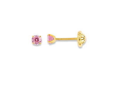 Boucles d'Oreilles Bébé A Vis Zircon Rose Or Jaune 750 - IK218JZRO - Réf. IK218JZRO