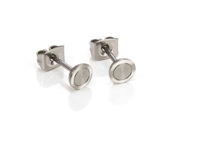 Boucles d'Oreilles Boccia Rondes Titane Mat Poli 0541-01 - Réf. 0541 01