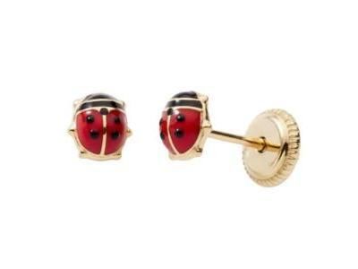 Boucles d'Oreilles Coccinelle Or Jaune 750 Fermoir à Vis - 8821V - Réf. 8821V