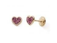 Boucles d'Oreilles Cœur Cristal Rose Or Jaune 750 Fermoir Vis Enfant & Femme - 10623V - Réf. 10623V