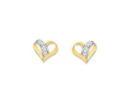 Boucles d'Oreilles Coeur Diamant Or Bicolore 375 - 2RJ12BB5 - Réf. 2RJ12BB5