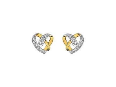 Boucles d'Oreilles Coeur Diamant Or Bicolore 750 - QB241BB5 - Réf. QB241BB5