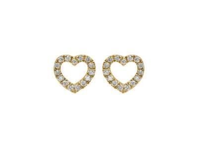 Boucles d'Oreilles Coeur Diamant Or Jaune 750 - E56923 - Réf. E56923