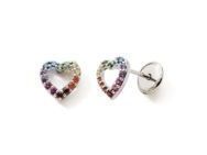 Boucles d'Oreilles Cœur Multicolore Argent 925 Rhodié Zirconium - C3220V - Réf. C3220V