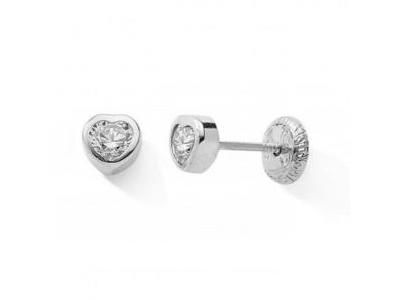 Boucles d'Oreilles Coeur Or Gris 750 Zirconium Fermoir Vissé - 10436GV - Réf. 10436GV