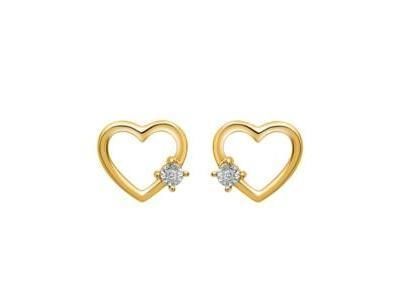 Boucles d'Oreilles Cœur Or Jaune 375 Diamant C68922 - Réf. C68922