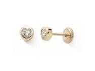 Boucles d'Oreilles Coeur Or Jaune 750 Zirconium Fermoir à Vis - 10437V - Réf. 10437V