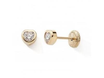 Boucles d'Oreilles Coeur Or Jaune 750 Zirconium Fermoir à Vis - 10437V - Réf. 10437V