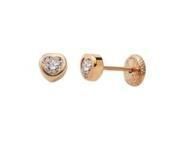 Boucles d'Oreilles Coeur Or Rose 375 Zircon Fermoir À Visser - N10735RV - Réf. N10735RV