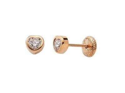 Boucles d'Oreilles Coeur Or Rose 375 Zircon Fermoir À Visser - N10735RV - Réf. N10735RV