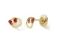 Boucles d'Oreilles Coeur Papillon Laquées Or 375 à Vis N10442V - Réf. N10442V