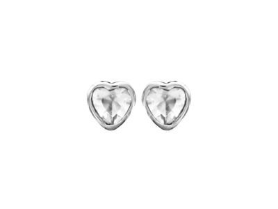 Boucles d'Oreilles Coeur Zircon Argent 925 Rhodié  - Réf. 013622