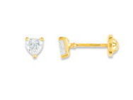 Boucles d'Oreilles Coeur Zirconium Or Jaune 750 Fermoir Vis - IK216JZ - Réf. IK216JZ