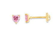 Boucles d'Oreilles Coeur Zirconium Rose Or Jaune 750 Fermoir Vissé - IK216JZRO - Réf. IK216JZRO