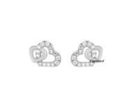 Boucles d'Oreilles Cœurs Entrelacés Argent Rhodié Zircon - Réf. ASWS16Z
