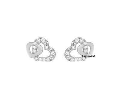 Boucles d'Oreilles Cœurs Entrelacés Argent Rhodié Zircon - Réf. ASWS16Z