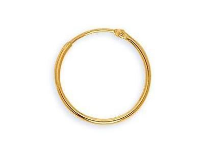 Boucles d'oreilles créoles or jaune 9 carats 14 mm, fil rond 1 mm - Réf. A44511