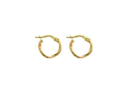 Boucles d'oreilles créoles or jaune 9 carats torsadées 10 mm, fil carré 1.8 mm - Réf. 209400