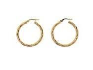 Boucles d'oreilles créoles or jaune 9 carats torsadées 25 mm, fil rond 3 mm - Réf. 226900