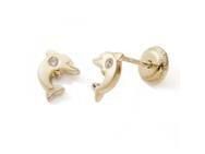Boucles d'Oreilles Dauphin Zirconium Or Jaune 750 Fermoir à Vis - 6601V - Réf. 6601V