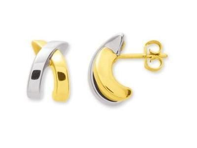 Boucles d'Oreilles Demi Créole Bicolores Or 750 - 9545JG - Réf. 9545JG