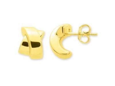 Boucles d'Oreilles Demi Créoles Creuses Or Jaune 750 - 9544 - Réf. 9544