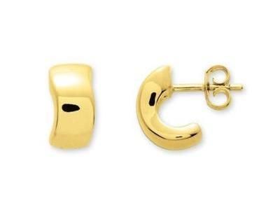 Boucles d'Oreilles Demi Créoles Creuses Or Jaune 750 - 9575 - Réf. 9575
