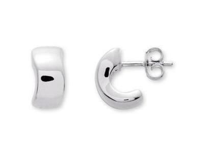 Boucles d'Oreilles Demi Créoles Or Jaune Rhodié 750 - 9575G - Réf. 9575G