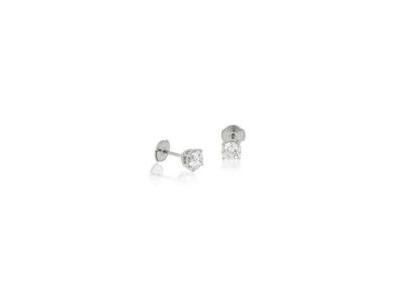 Boucles d'Oreilles Diamant 4 Griffes 2 x 0.05 Carat Or Gris 750 - E1883FMPWAY03 - Réf. E1883FMPWAY03