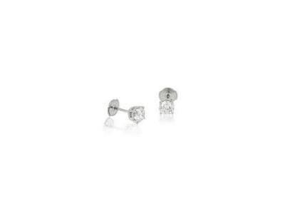 Boucles d'Oreilles Diamant 4 Griffes 2 x 0.05 Carat Or Gris 750 - E1883FMPWAY03 - Réf. E1883FMPWAY03