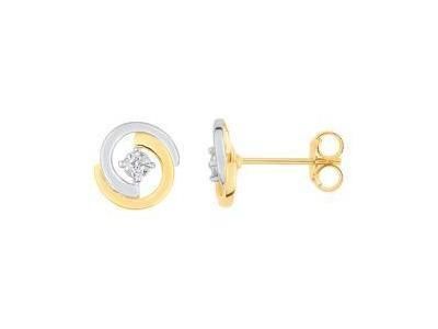 Boucles d'Oreilles Diamant Or 375 Bicolore 2ZA704BB4 - Réf. 2ZA704BB4