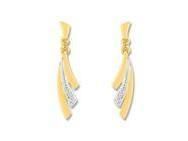 Boucles d'Oreilles Diamant Pendantes Or Bicolore 9 carats - Réf. 39ZW66BB4