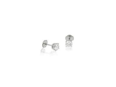 Boucles d'Oreilles Diamants 4 Griffes 2 x 0.10 Carat Or Gris 750 - E1396FMPWAY02 - Réf. E1396FMPWAY02