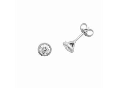 Boucles d'Oreilles Diamants Naturels 2 x 0.20 Ct Serti Clos Or Gris 750 - 94F20WD - Réf. 94F20WD