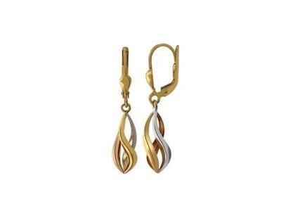 Boucles d'Oreilles Dormeuse Or 375 Tricolore 6MM A59023 - Réf. A59023
