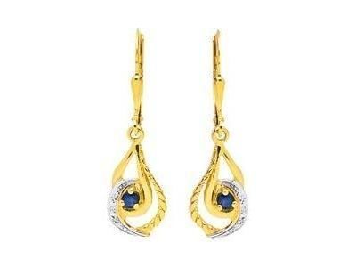 Boucles d'Oreilles Dormeuse Saphir Or Bicolore 750 - 1879S - Réf. 1879S