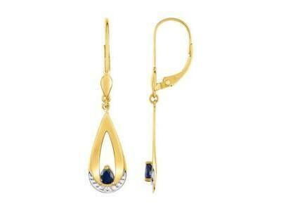 Boucles d'Oreilles Dormeuse Saphir Or Bicolore 750 - GL383BS - Réf. GL383BS