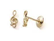 Boucles d'Oreilles Enfant Clé De Sol Or Jaune 375/1000 et Zirconium - N12062V - Réf. N12062V