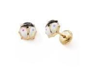 Boucles d'Oreilles Enfant Coccinelle Or Jaune 375 Fermoir À Vis - N12003V - Réf. N12003V