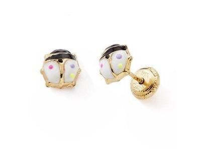 Boucles d'Oreilles Enfant Coccinelle Or Jaune 375 Fermoir À Vis - N12003V - Réf. N12003V