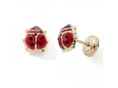 Boucles d'Oreilles Enfant Coccinelle Or Jaune 750 Fermoir A Vis - 8405V - Réf. 8405V