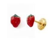 Boucles d'Oreilles Enfant Fraise Or 750 Fermoirs Vis - 6604V - Réf. 6604V