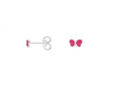 Boucles d'Oreilles Enfant Papillon Rose Argent 925 Rhodié - 335237 - Réf. 335237