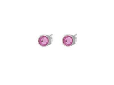 Boucles d'Oreilles Enfant Rond Cristal Rose Titane Boccia - 05095-02 - Réf. 05095 02