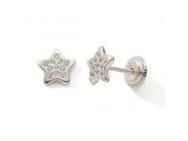 Boucles d'Oreilles Étoile Or Gris 375 Zircon Fermoir Vissé - N10663GV - Réf. N10663GV