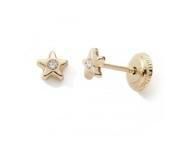 Boucles d'Oreilles Etoile Or Jaune 750 Zirconium Fermoir Vis - 6597V - Réf. 6597V