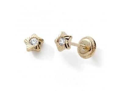 Boucles d'Oreilles Etoile Striée Or Jaune 750 à Vis - 10458V - Réf. 10458V
