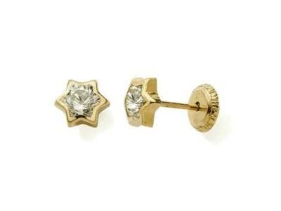 Boucles d'Oreilles Etoile Zircon Or Jaune 375 Fermoir à Vis - Réf. N10734V