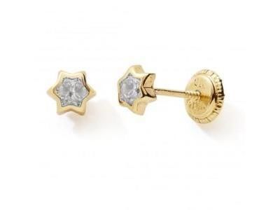 Boucles d'Oreilles Etoile Zirconium Or Jaune 750 Fermoir à Vis - 9459V - Réf. 9459V